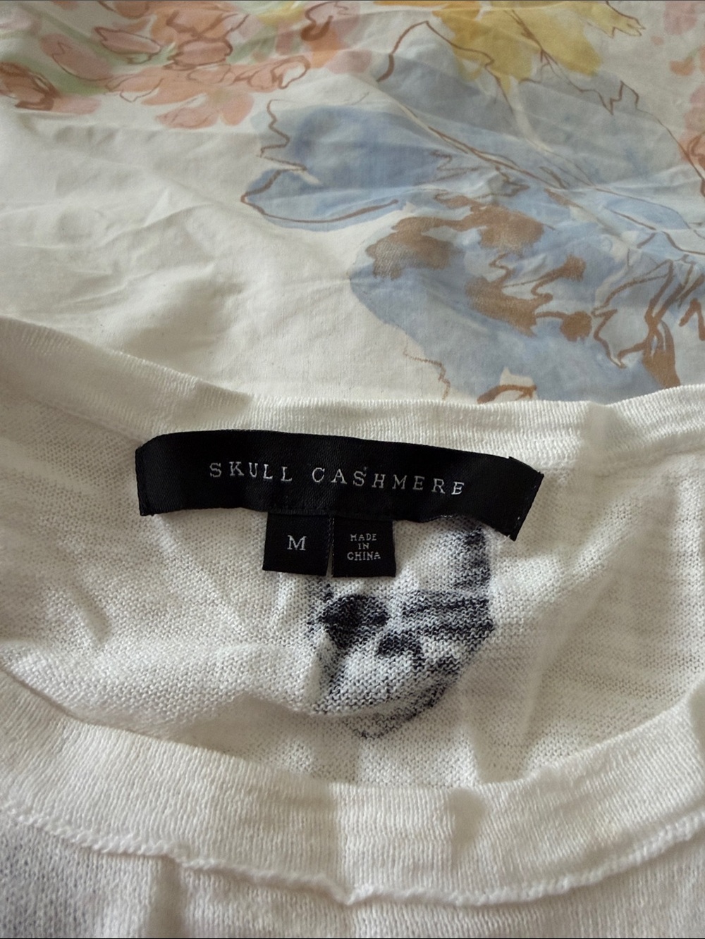 Skull Cashmere White Tank Top with Black Skull & Nautical Prints - Picture 3 of 4